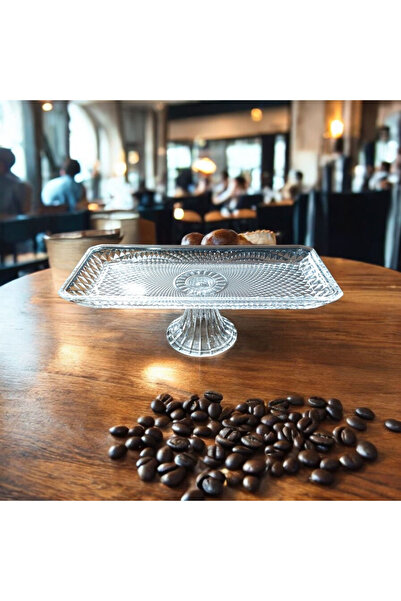 halkaridesign Cam Ayaklı Kesme Dekorlu Kek Ve Pasta Standı Sunumluk