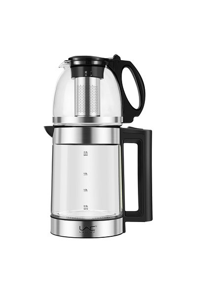 LAC LAICHY Glass Electric Water Kettle, 2 In 1 Water Boiler,1500w 2.2 L Kettle Capacity/0.8l Teapot Capacity