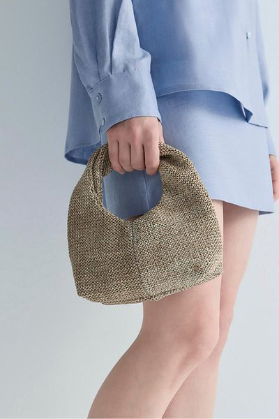 Suud Collection Beige Roen Straw Bag
