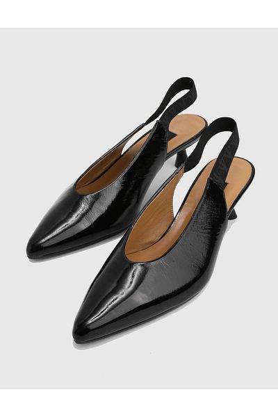 İLVİ Ananna Patent Leather Black Heeled Sandals