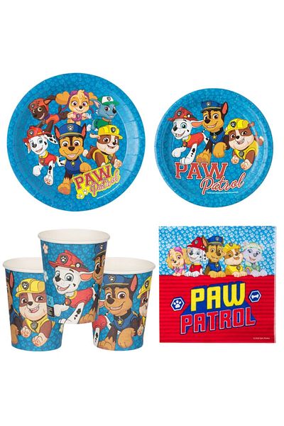 Jumbo Set 30 pieces party tableware for children and adults, Paw Patrol theme, single use, highly durable