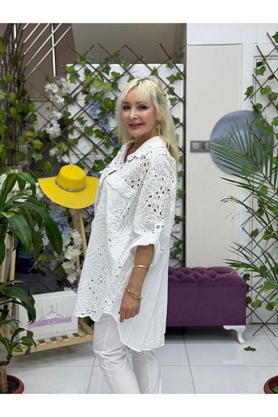 Punta Otantik Yg9527 Italian Brodeli Coton Shirt White
