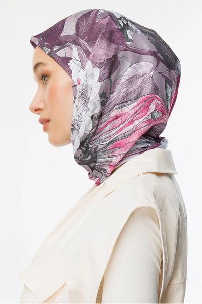 Mooncorn Βαμβακερό κασκόλ με σχέδιο Violet Floren