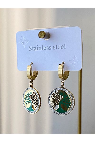 Çelik Tree of Life Steel Earrings