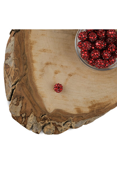 Prestij Boncuk خرز كروي 1 سم حجر أحمر دائري خرز بلاستيك 5 قطع