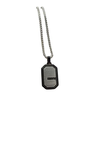İNTERTAKI Men's Steel Necklace |   Black Gray Metal Plate |   Modern & Charismatic Design |   Does Not Fade |   Does Not Tarnish |