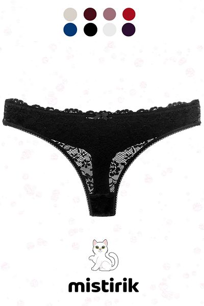MİSTİRİK Ευέλικτο και απαλό Masara Model Sports Thong - Ημιμοτίβλο, Μαύρο Χρώμα