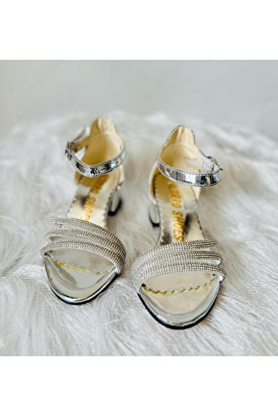 Gala önü açık taşlı topuklu çocuk ayk.