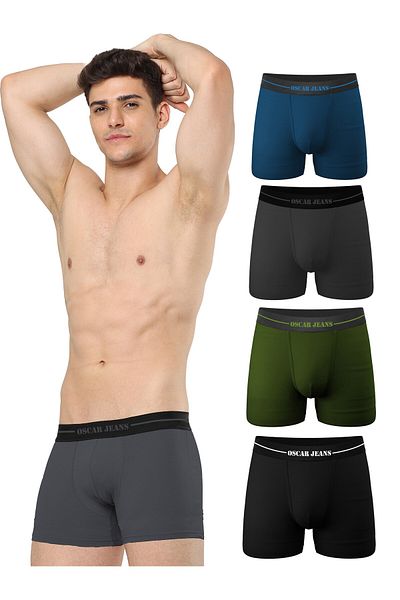 OSCAR JEANS Platinum Collection Cotton Lycra Men's Underwear Boxer Briefs Trunks Ultrasoft Ultrastretch 4 Pack