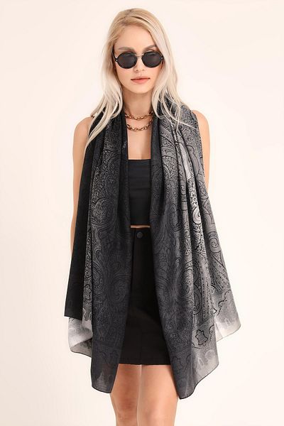 Axesoire 11189 Etro Patterned Black Shawl