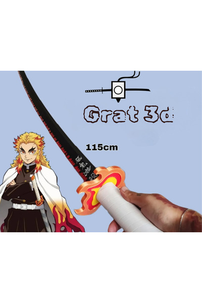 Genel Markalar Rengoku Katana 115 cm | Demon Slayer | Açılabilir Katana | Dayanıklı Plastik | Oyuncak