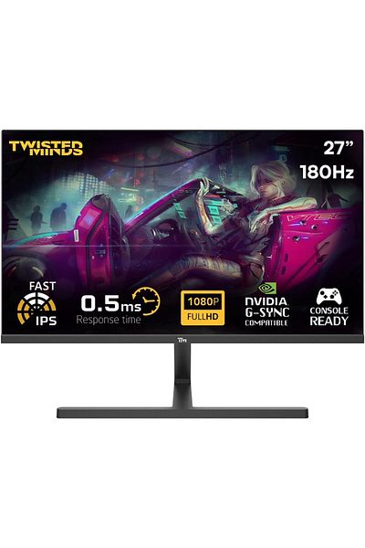 Twisted Minds TM27FHD180IPS Blaze Series, 27 Inch Gaming Monitor,FHD IPS, 165/180hz Refresh Rate, HDMI 2.1, 0.5ms