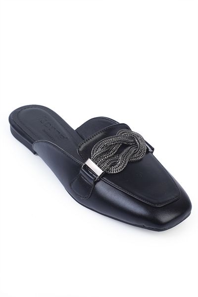 Capone Outfitters Nadya Blunt Toe Stone Knot Accessory Metallic Women's Slippers
