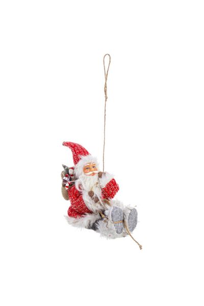 Bizzotto Suspended Santa Claus Figurine White Red 16x30 cm