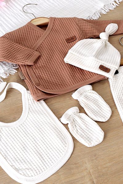 Sitilin Erke Baby Natural 100% Cotton Fabric 5 Piece Hospital Discharge Set Stl7001