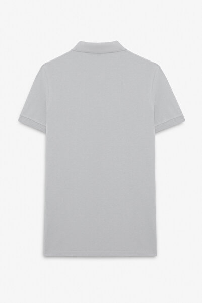 GRIMELANGE Skyloom Men's 100% Cotton Short Sleeve Regular Fit Gray Polo Neck T-Shirt