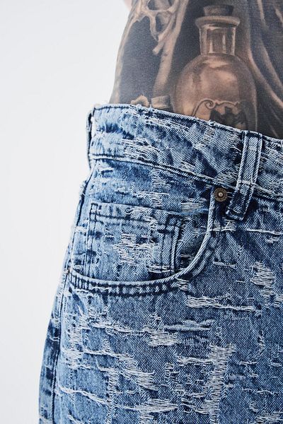 Machinist Men's Patterned and Textured Jean Light Blue