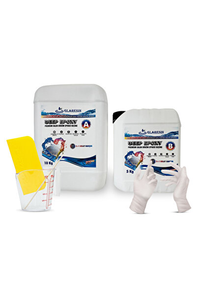 GLARESIN CLEAR EPOXY RESIN ULTRA ŞEFFAF 15 kg KALIN DÖKÜM (4-7 cm) Masa Sehpa...