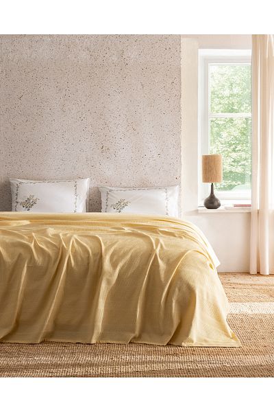 Madame Coco Mathilda King Size Ecocell Cotton Plain Pique Set - Yellow