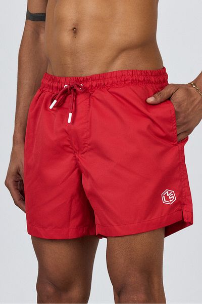 MADZEYMODA Lined Red Men's Premium Swim Shorts Mz95093
