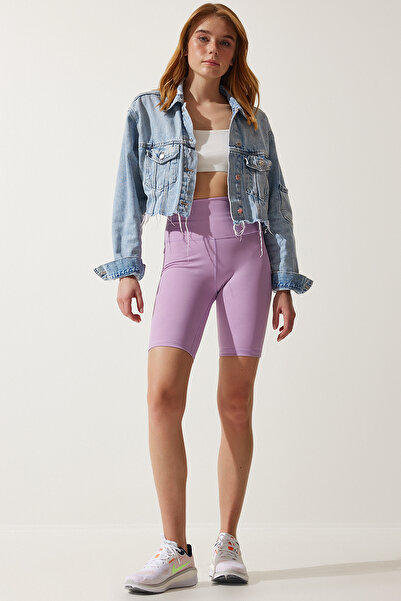 Lovelyİstanbul Ψηλόμεσο Λιλά Ποδηλατικό Κολάν - Συλλεκτικό Μοντέλο Lfl0001