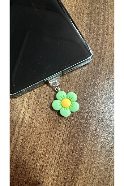 çiçekli telefon charmı şarj girişi toz koruma şık type c
