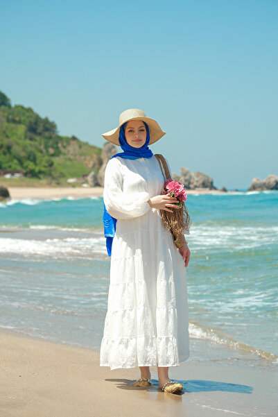 LOCCO Rochie de damă din tul căptușită albă