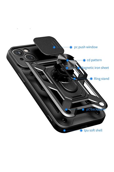 SKYDDAR INNOVATION Θήκη για iPhone 15 Plus, CamShield, Μπλε, σετ αυτοκόλλητων