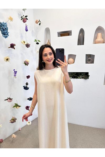 Ranasubaşı Rs Linen Underwear Dress Cream