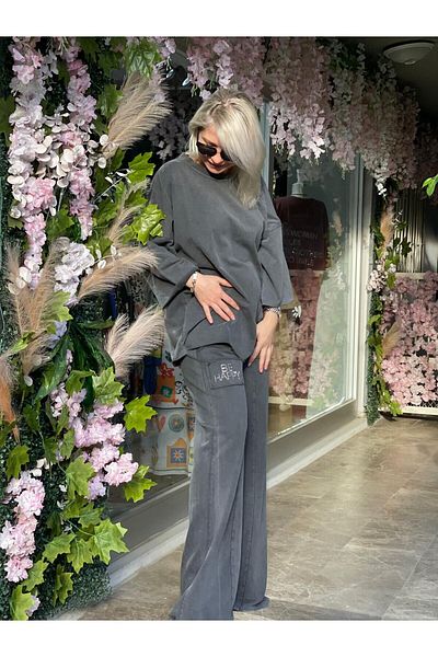 SOTE FASHION Stone Tracksuit Suit-S - Grey