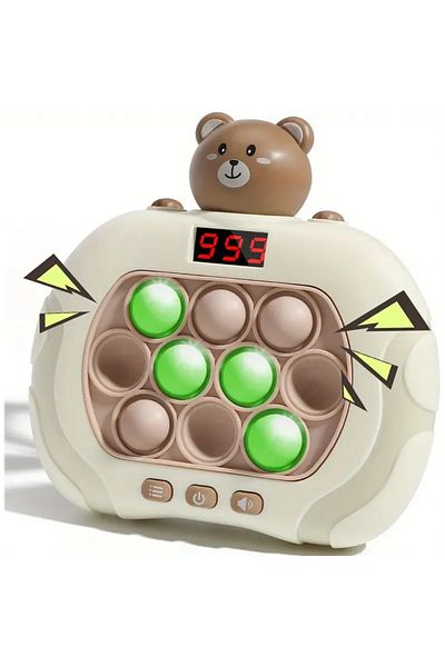 OEM Joc interactiv Pop-It Consola, antistres, cu sunete si lumini, afisaj si 999 level, forma Ursulet