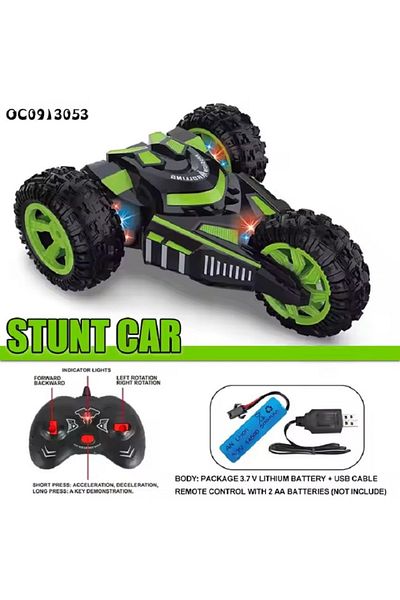 rexa 2.4G 3Wheels Rotation Rolling Remote Control Toys Double Sided Stunt Car