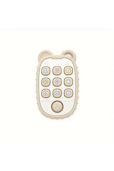 OEM Mini silicone teething toy phone, cream