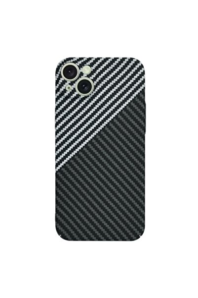 SKYDDAR INNOVATION Θήκη για iPhone 15 Plus, υφή άνθρακα, Carbonite FiberShell, γκρι, σετ αυτοκόλλητων