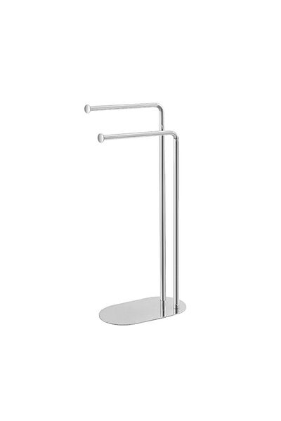 Feridras Towel rack, silver, chromed steel, with 2 arms, oval base, h 80.5cm