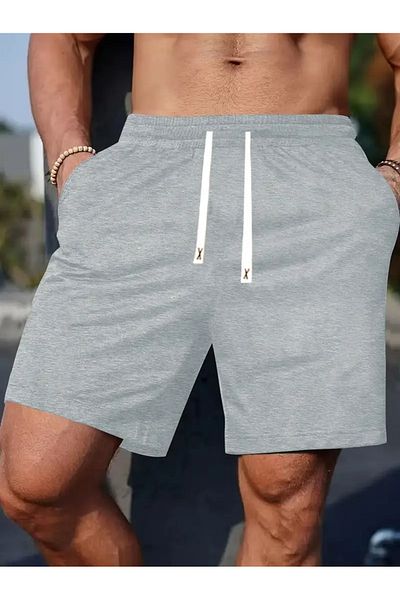 LASVES Men's Gray Comfortable Shorts