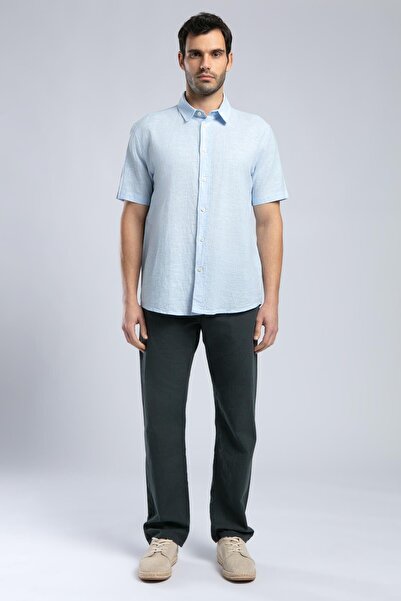 Lee Cooper Andre Erkek Koyu Kol Dokuma Gömlek Mavi