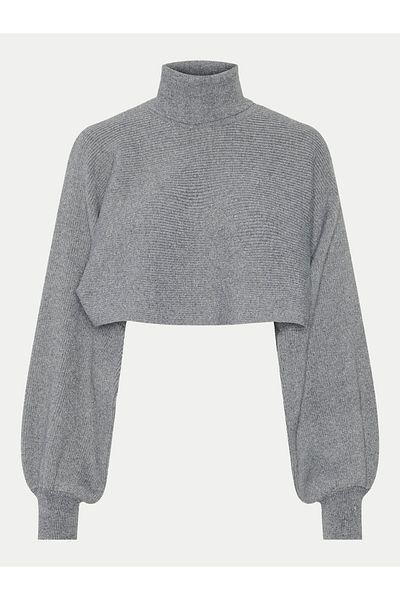 PIECES Women's Turtleneck 17153430 Gray