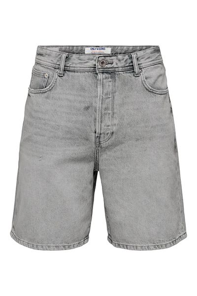 Only & Sons Men's Onsfade Comfortable Fit Jean Shorts 22033157 Gray