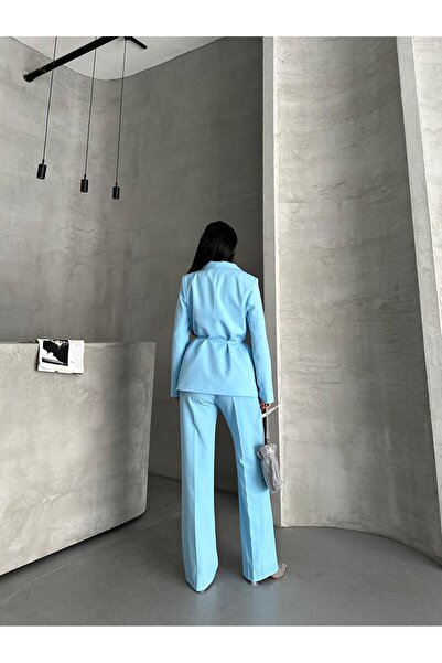 MYGİYİMİSTANBUL Belden Bağlamalı Blazer Ceket Pantolon Takım
