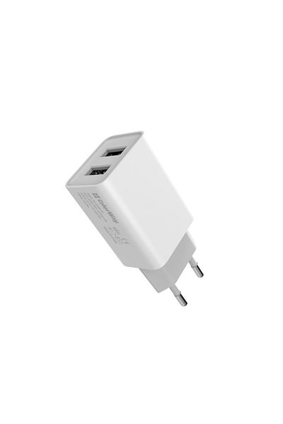 ColorWay Priză de încărcare cu 2 porturi, Compact, 2x USB, 10W, 2.1A, Încărcător de perete CHS015, Alb