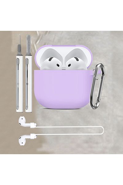 Choice For Airpods 4 Purple For Apple Airpods 4 Case With Cleaner Kit Soft Silicone Protective Cover For Wo