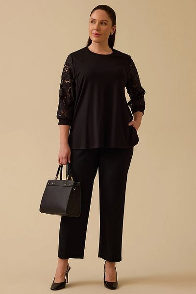 Gala-Xi Galaxi Women Plus Size Lace Sleeve Blouse 4013 Black