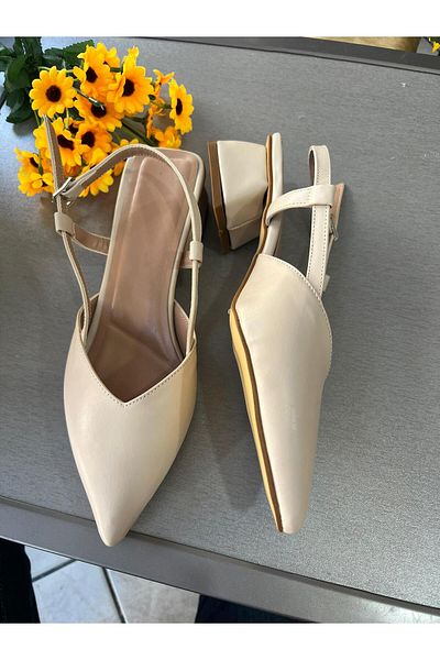 bitangosu 4 cm Thick Heel Pointed Toe 2025 Model Open Back High-Heeled Shoes Classic Model Timeless Elegance