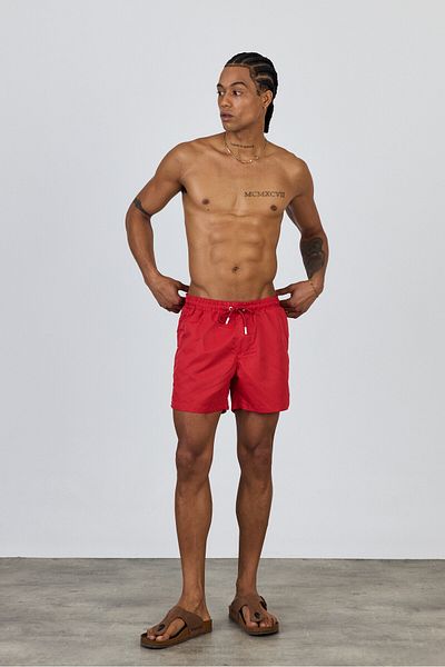 MADZEYMODA Lined Red Men's Premium Swim Shorts Mz95093