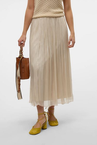 Vero Moda تنورة طويلة Vmvıps بطيات وخصر مطاطي للسيدات 10328017 حجر