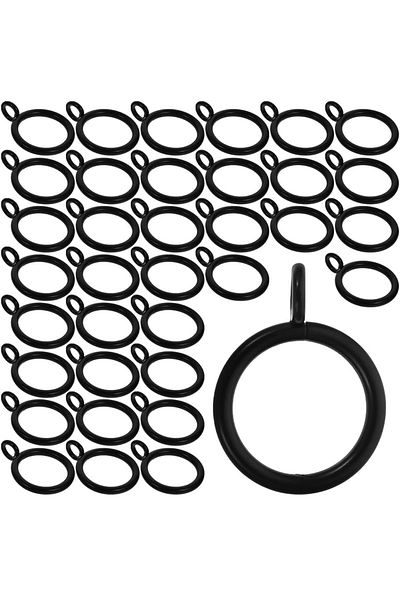 HASEPE Set of 10 Home Sweet Paradise Curtain Rings, Diam 3.2 cm, Plastic, Black