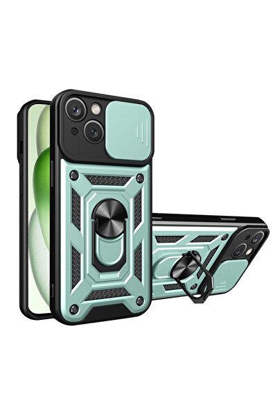 SKYDDAR INNOVATION Θήκη για iPhone 15 Plus, CamShield, Πράσινη, σετ αυτοκόλλητων