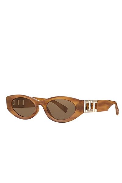Daniel Klein Women's Sunglasses – Oval Brown Frame, Stylish Design with Gold Detail