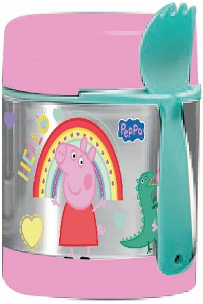 Bamboo Bark Peppa Pig Insulated Stainless Steel Food Jar with Spoon – Kids Thermal Lunch Container